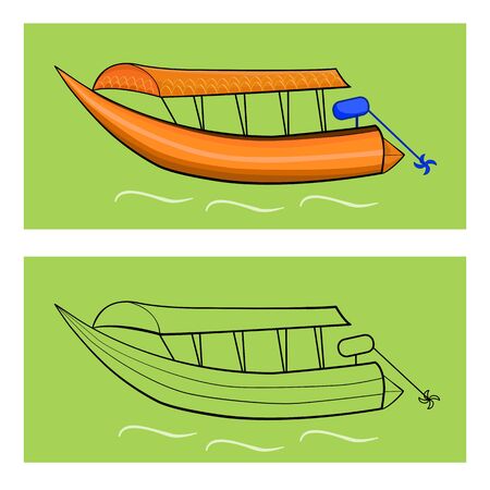 Passengership for people in river with abstract background illustration.のイラスト素材