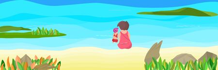 Seascape vector illustration graphic design abstract background textureのイラスト素材
