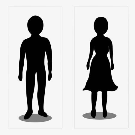 Male and female black and white restroom icon vector.のイラスト素材