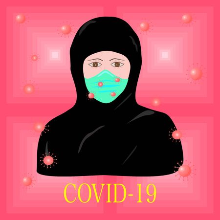 Lady in mask for protection coronavirus Covid-19のイラスト素材