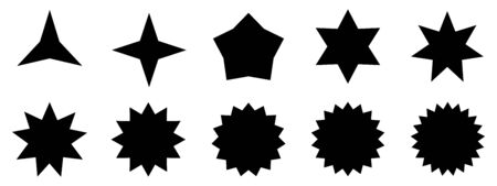 Set of Silhouettes of black and white.  Star icons collection set vector illustration graphic design abstract background pattern texture.のイラスト素材