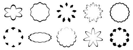 Set of black shape frame icons label sticker background vector illustration graphic designのイラスト素材