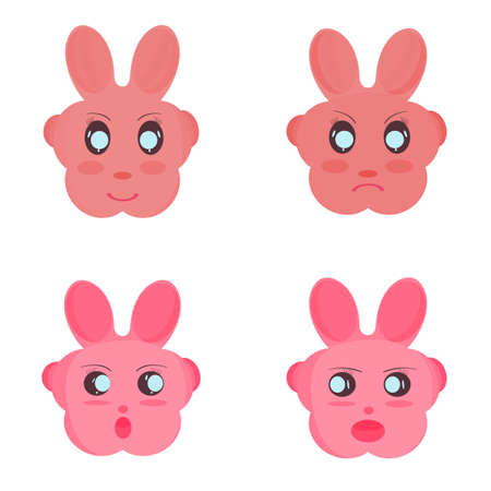 Set of rabbit cartoon funny, cute kawaii bunny, abstract background texture pattern sealmess vector illustration art graphic designのイラスト素材