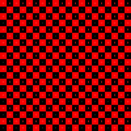 Abstract background geometric square mosaic red and black colorful plaid fabric textile wallpaper decoration checkerboard repeat pattern seamless vector and illustrationのイラスト素材