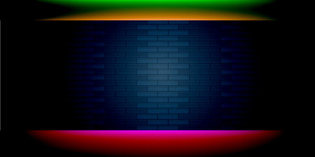 Abstract background texture staged lighting neon shiny brick wall building concrete scenery night wallpaper decoration backdrop pattern seamless vector illustrationのイラスト素材