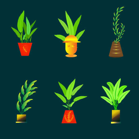 Houseplant leaves home decorative abstract background art graphic design vector illustrationのイラスト素材