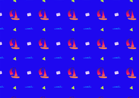 Seamless pattern paper fabric textile boat geometric shape element decorative abstract background...