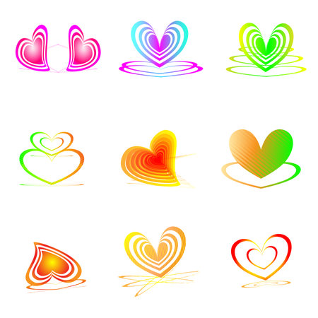 Collection of heart lovely signs passion feeling decorative abstract background website pattern vector illustrationのイラスト素材