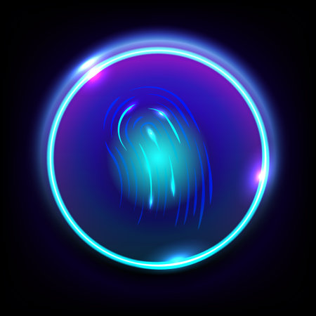 Button control touch screen scan finger power energy technology icon element decoration abstract background web pattern vector illustrationのイラスト素材