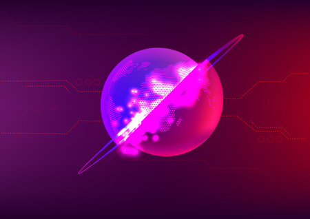 Abstract backgrounds world digital network connection telecoms explosion supernova science technology futuristic vector illustrationのイラスト素材