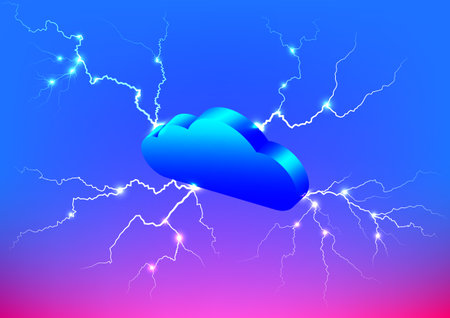 Abstract background cloud bolt blue sky energy science cyberspace communication connection internet online innovation concept vector illustrationのイラスト素材