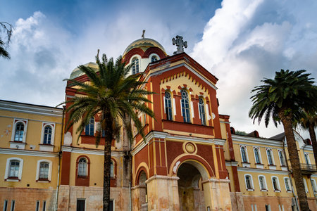 New Athos, Abkhazia - September 28, 2019. Orthodox monastery in the city of New Athos