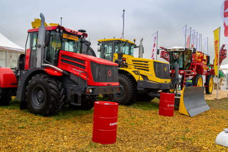 Russia, Leningrad Region - June, 2019: Powerful tractor brand Kirovets at the exhibitionのeditorial素材