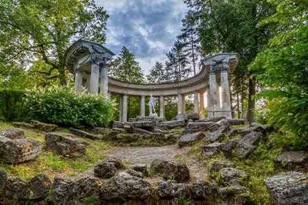 PAVLOVSK, RUSSIA - JULY 10, 2019. Colonnade of Apollo at the Pavlovsk Park territory in Pavlovsk, St Petersburg, Russiaのeditorial素材