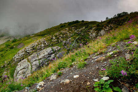 beautiful landscape in the mountains of Krasnaya Polyanaの写真素材