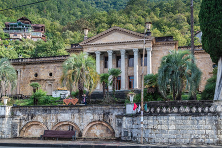 Abkhazia, September 29, 2019: Winter theatre in Gagra, Abkhazia, Caucasusのeditorial素材