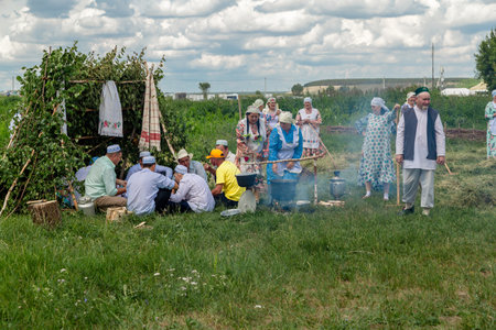 Kazan, Republic of Tatarstan, Russia - July 3, 2021: Sabantuy, the peoples Tatar fieldwork holidayのeditorial素材