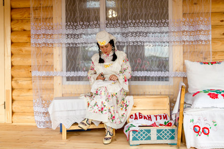 Kazan, Republic of Tatarstan, Russia - July 3, 2021: Sabantuy, the peoples Tatar fieldwork holiday