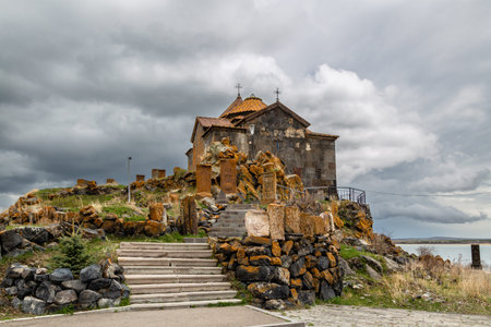 Hayravank Monastery on coast of Sevan Lake in Armenia