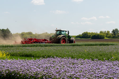 Russia, Republic of Tatarstan, Kazan - July, 2022: Powerful tractor at the exhibitionのeditorial素材