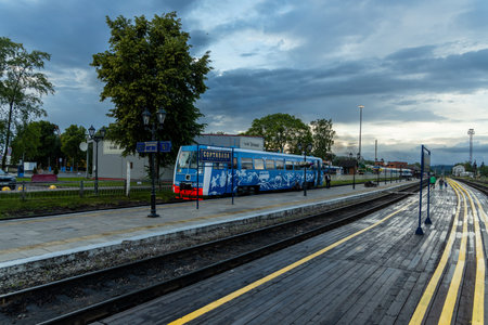 Sortavala, Karelia, Russia - 8 July, 2023: Railway station in Sortavala (Serdobol). Republic of...