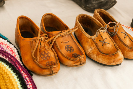 Brown leather shoes.