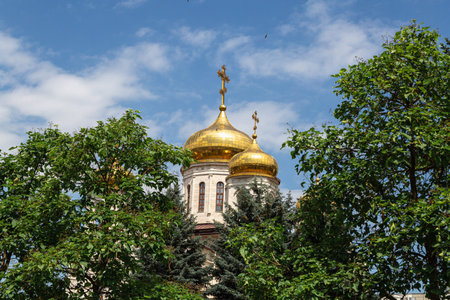 Christ the Saviour or Spassky Cathedral aerial view in Pyatigorsk, a spa city in Caucasian Mineral...