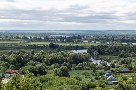 The tower of an ancient fortress on a high cliff on the banks of the Kama River, Elabuga, Tatarstan,...