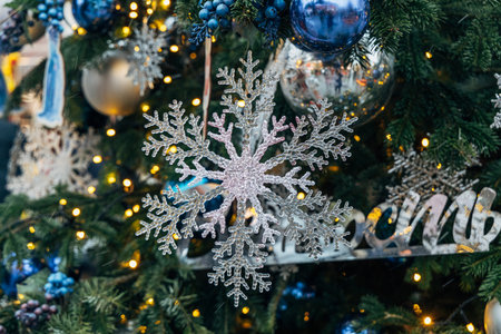 New Years colorful trees in front of the Central Department Store in Moscow on Kuznetsky Mostの写真素材