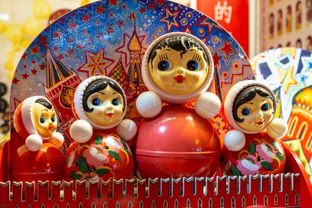 Traditional Russian roly-poly toy. Tumbler, happy childhood, nostalgia.