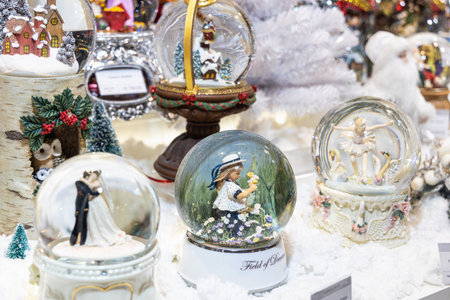 Traditional Christmas souvenir nutcrackers sold on Christmas marketの写真素材