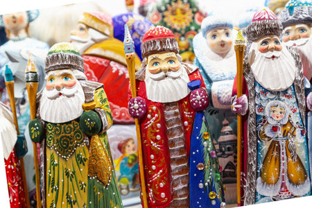 Traditional Christmas nutcrackers sold on Christmas market