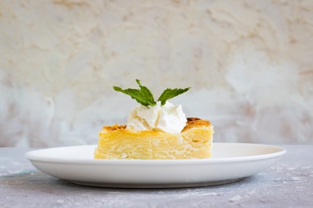 Traditional casserole with vermicelli and cottage cheese called Lapsevnikの写真素材