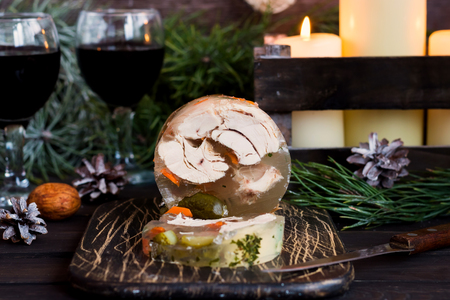 A traditional Russian dish called the cold to the New Year's tableの写真素材