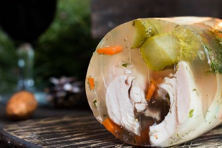 A traditional Russian dish called the cold to the New Year's tableの写真素材