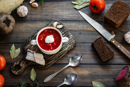 Borsch with red beans and braised beef.