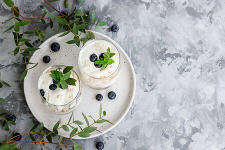 Light summer dessert with fresh berries, meringue and whipped cream. Legendary British Eaton Massの写真素材