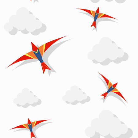 Bird swallow shape wind kite isolated on white backgroundのイラスト素材