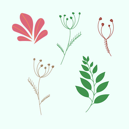 minimalistic plants for design, hand drawn, vectorのイラスト素材