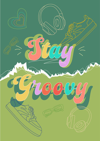 retro poster, flyer in 90s style. Stylish and trendy inscriptionのイラスト素材