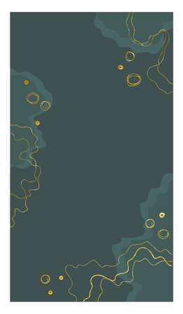 Background for use in invitations, postcards. Backgrounds for stories and social networks. Green and rich gold textureのイラスト素材