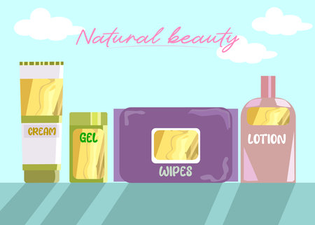 Cute grooming kit, jars of tissues for the daily routineのイラスト素材