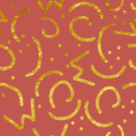 Seamless pattern in line style. wrapping decoration. Red and golden abstract, fine vector creative motifのイラスト素材