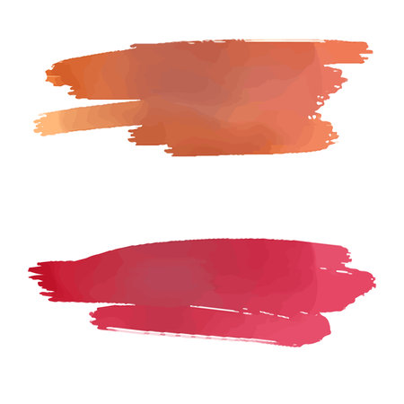Abstract watercolor brush strokes isolated on white. Autumn red shadesのイラスト素材