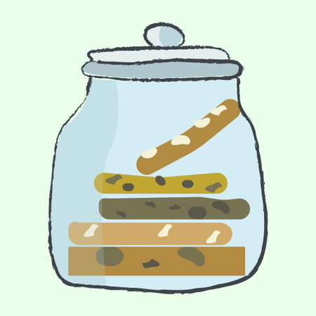 Chocolate Cookies in glass jar. Oatmeal cookie in Glass Pot. biscuit. Vector illustrationのイラスト素材