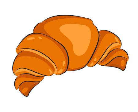 Vector hand drawn croissant, icons. Bakery croissant. Vector isolated on white background for design menu, bistro, restaurant, label and packaging. Trendy illustration. Cartoon style.のイラスト素材