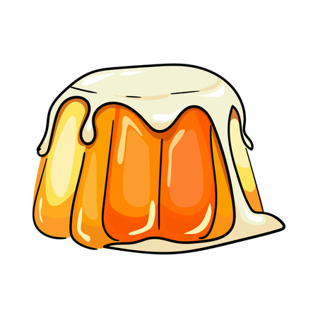 Pudding bright Jelly. Cartoon Vector isolated Illustration. Food Object line Concept. Premium Vector. Color hand drawn Styleのイラスト素材