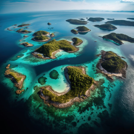 Aerial view of tropical island in Andaman sea, Thailand.の素材