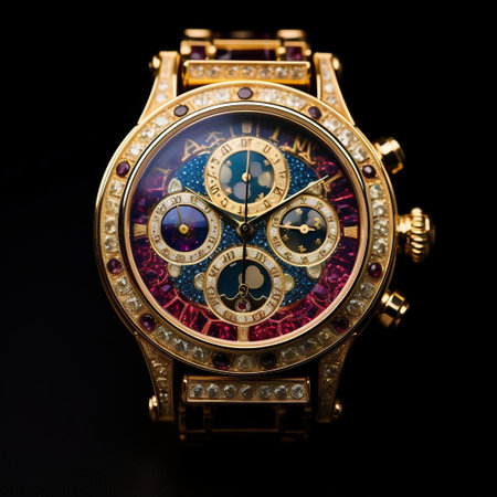 Wrist watch on black background. Luxury watch on black backgroundの素材