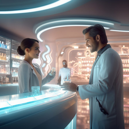 Young man and woman at the reception of a beauty salon. Concept of healthcare and medicine.の素材